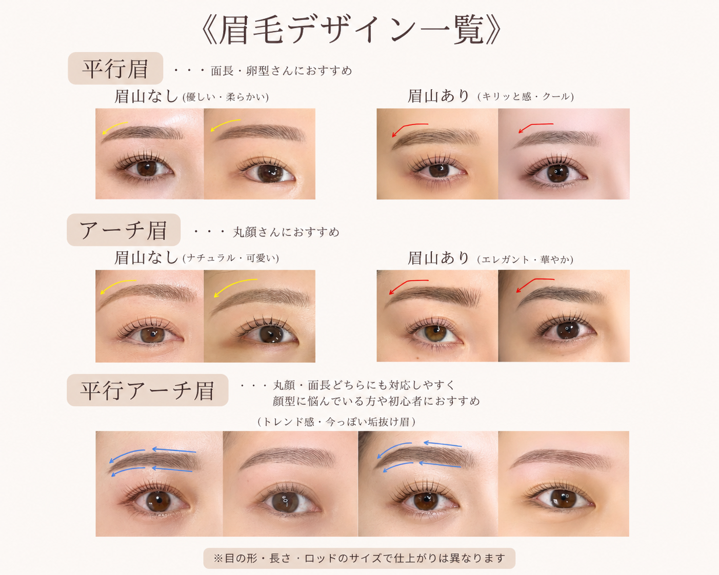 眉毛デザイン一覧