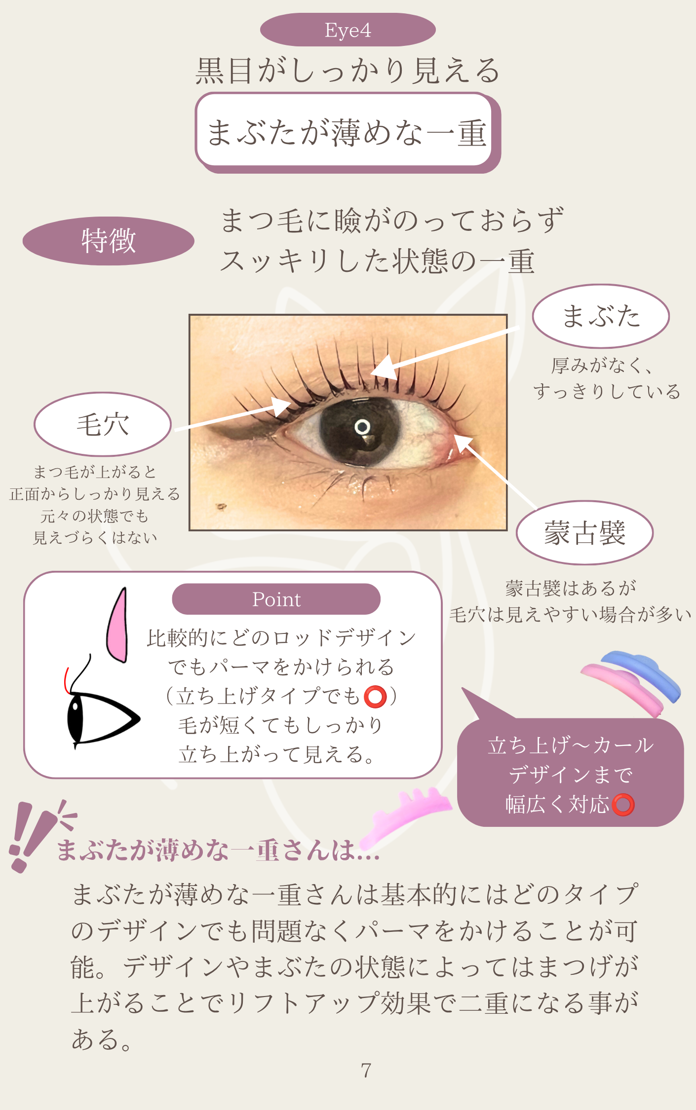 まぶた薄めな一重の一重まぶたデザイン解説画像