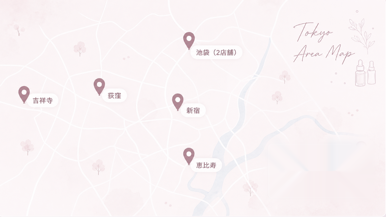 Bambishの店舗エリアを示す地図イメージ